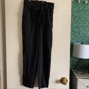Pinstripe paper bag pants